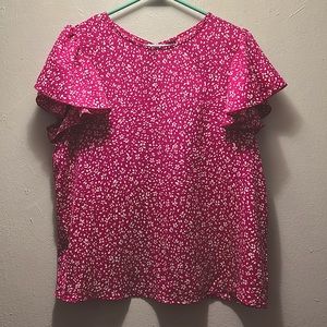 Pink butterfly sleeve blouse